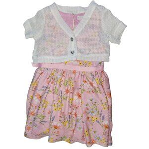 Toddler Girl's Nannette Kids Pink Dress White Shrug 2T Easter Spring Long Pretty